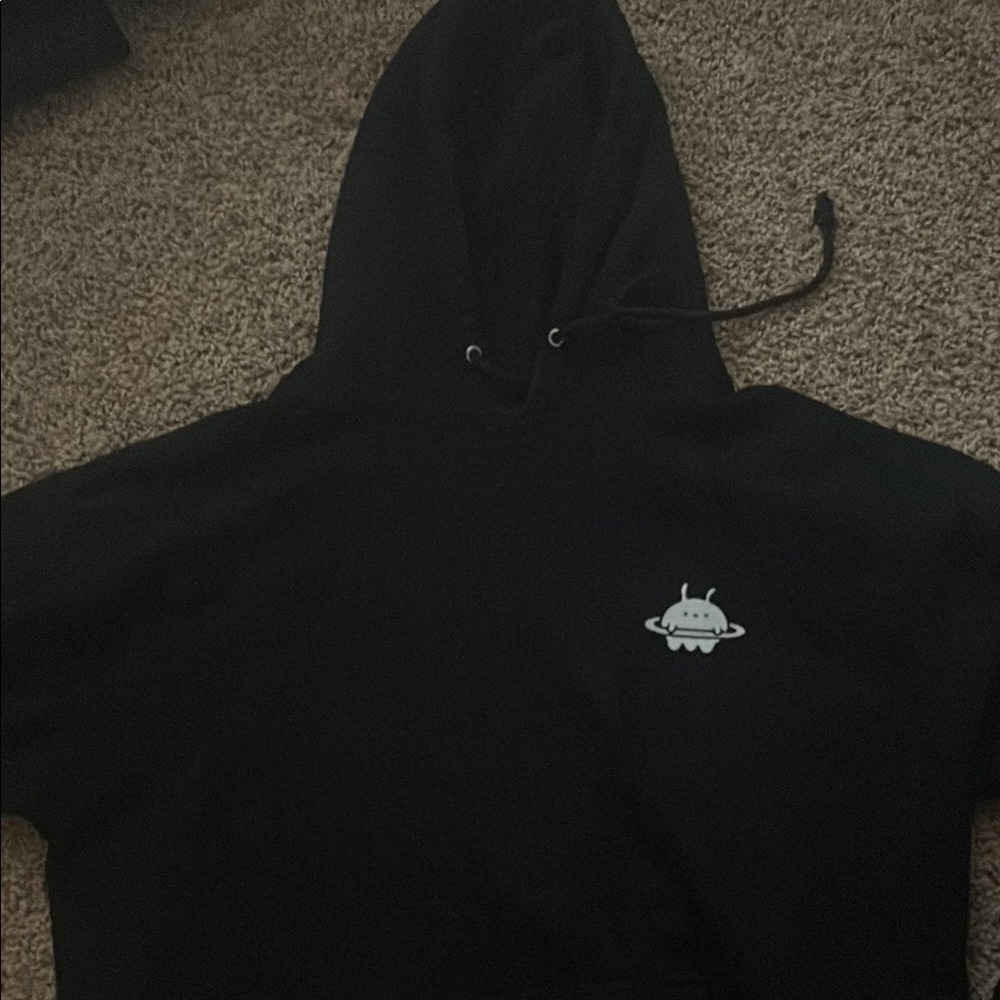 Black Airo Space Hoodie with Alien Embroidery